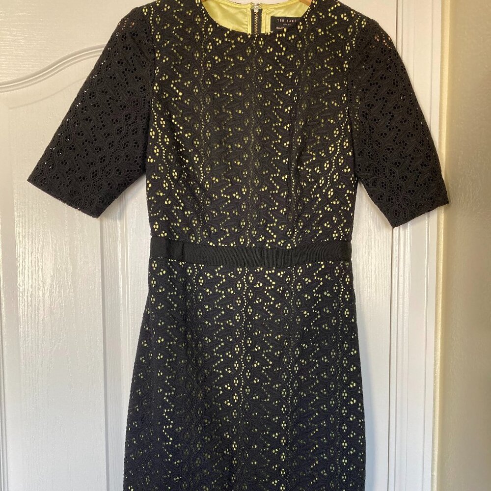 Ted Baker London | Black Dress with Yellow Lining (1/US 2-4)